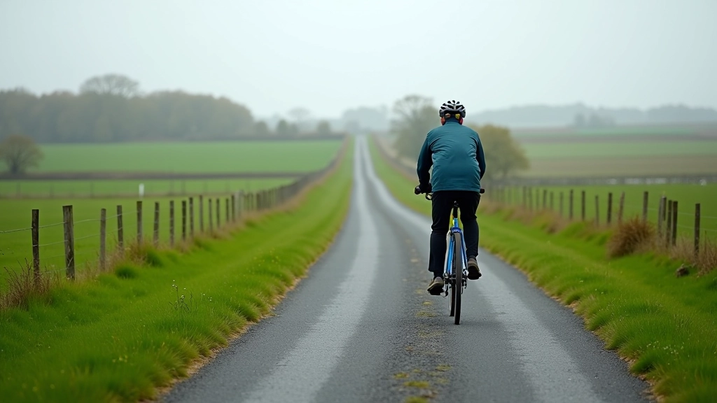 Well-maintained paved cycling trail through working farmland with clear sightlines